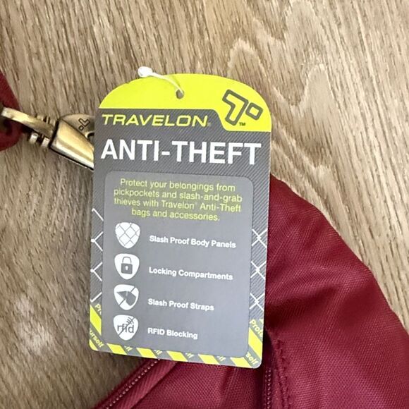 New With tags Travelon Anti-Theft Crossbody Bag, With Matching Wallet, Red - Picture 6 of 7